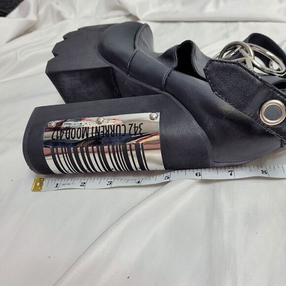 DOLLS KILL‎ Current Mood black vegan strappy barcode rare 6" platform heels 10 - Picture 12 of 12